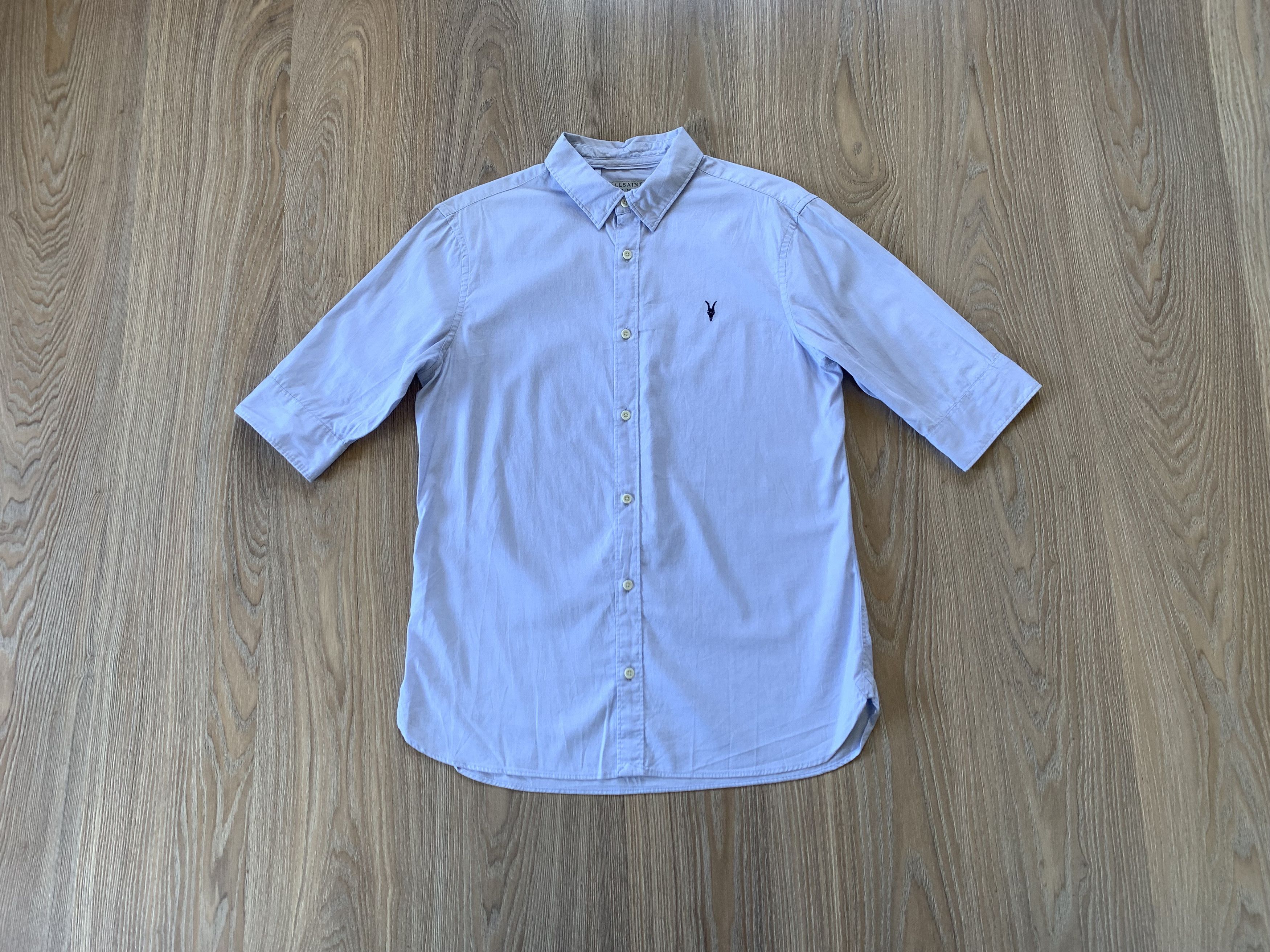 Allsaints Allsaints Womens Cotton Light Blue Short Sleeve Shirt 3/4 Size M / US 6-8 / IT 42-44 - 1 Thumbnail