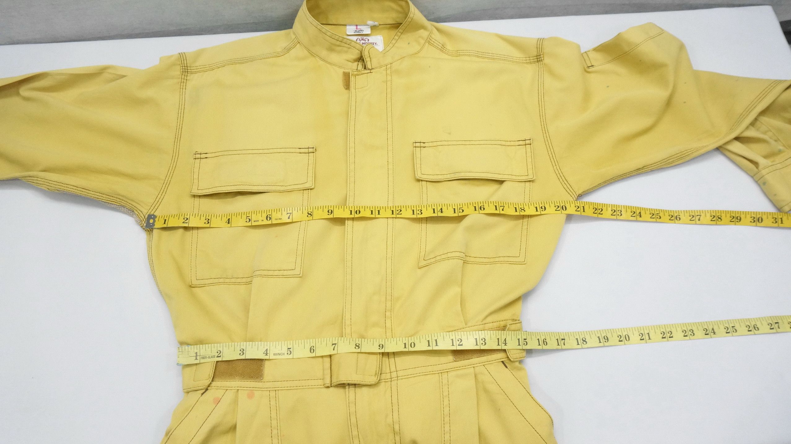 Japanese Brand Vintage TOYOTA Faded Pale Yellow Coverall Size US 31 - 11 Thumbnail