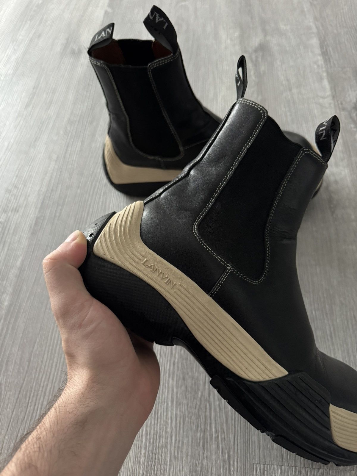 Lanvin Lanvin Black and Creme Charles Boots Size US 9.5 / EU 42-43 - 2 Thumbnail