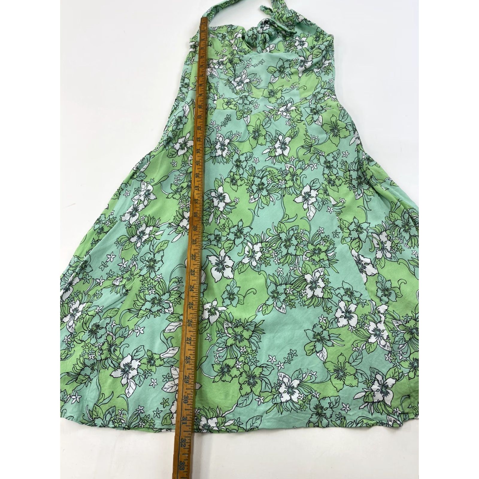 Ann Taylor VINTAGE Loft Ann Taylor Halter Dress Women’s 0 Green Floral A-Line Knee Length Dress Size XS / US 0-2 / IT 36-38 - 5 Thumbnail