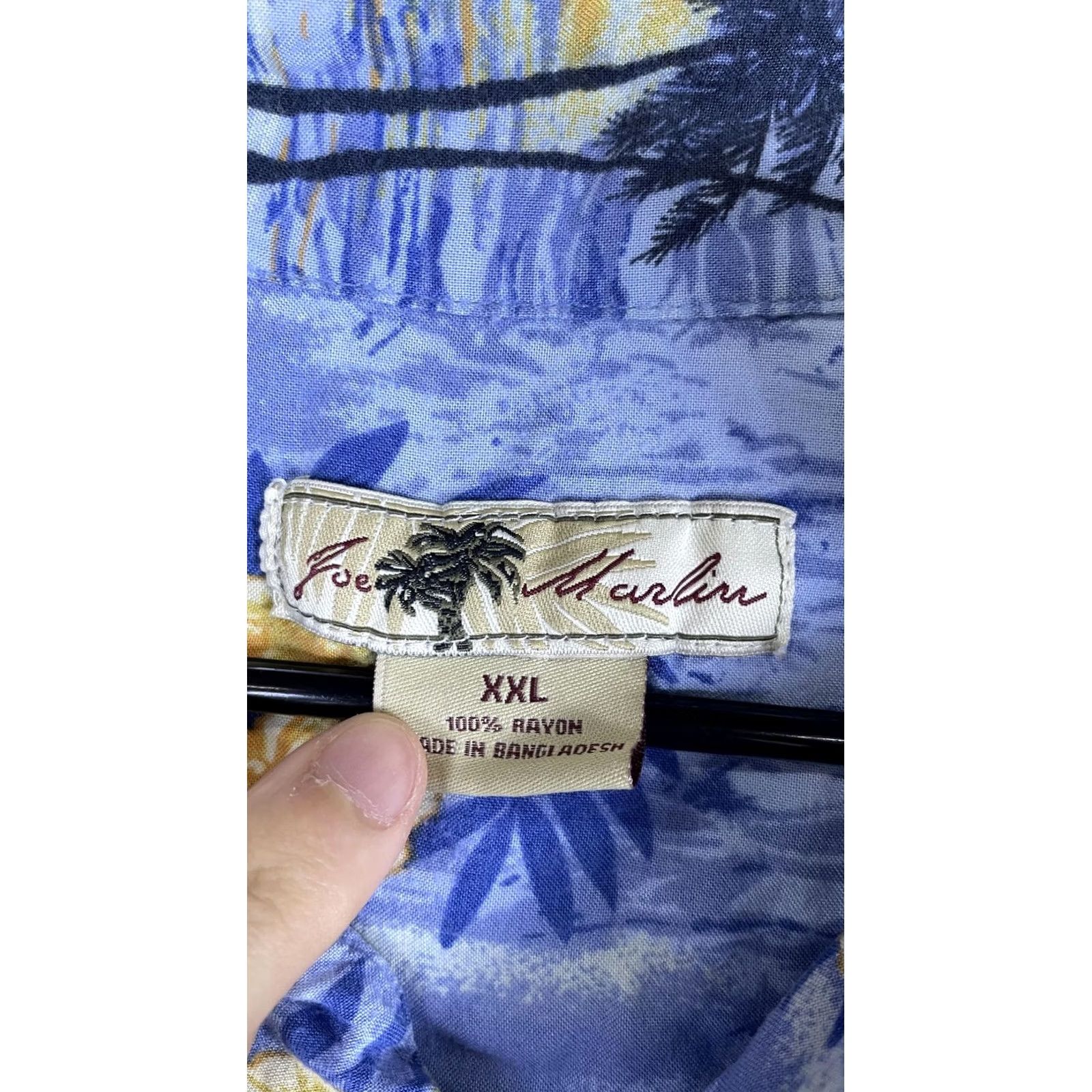 Vintage Joe Marlin Shirt Mens 2XL Blue Hawaiian Short Sleeve Button Front Rayon Casual Size US XXL / EU 58 / 5 - 2 Thumbnail