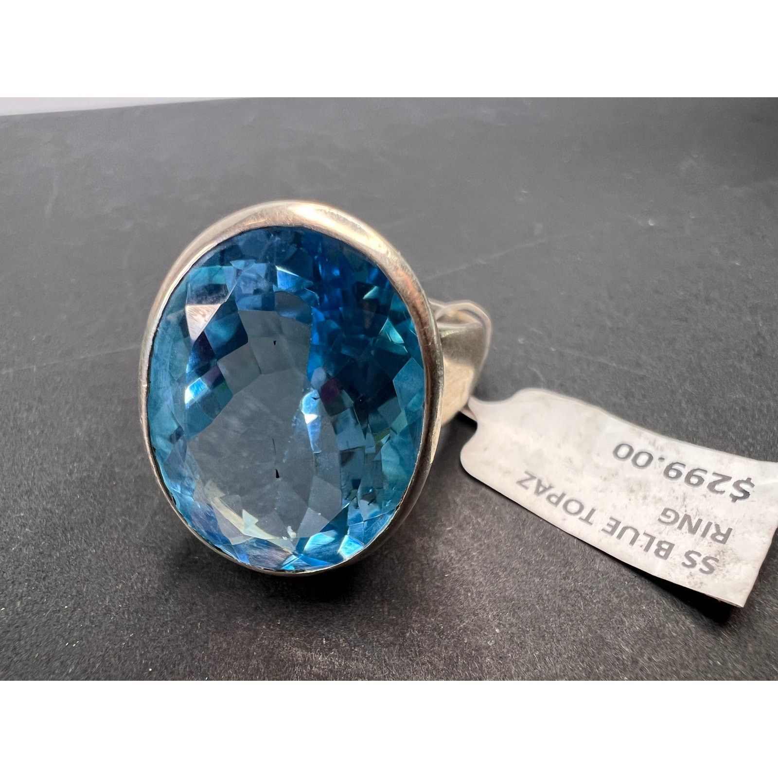 Other NEW Blue topaz sterling silver ring size 8 / 12.47 grams Size ONE SIZE - 10 Thumbnail