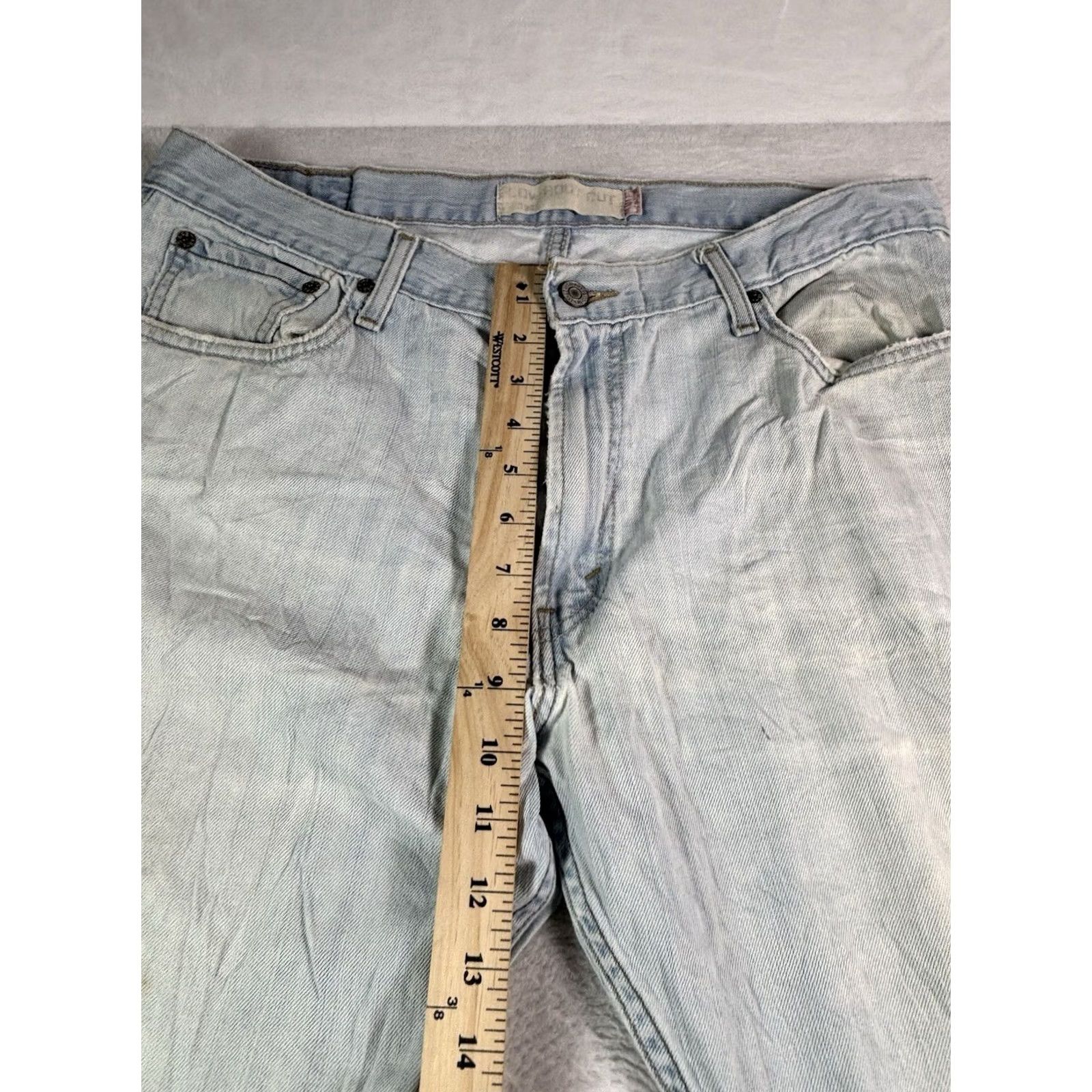 Levi's VINTAGE Levi's 527 Jeans Mens 36x30 Light Wash Bootcut Distressed Stained 5-Pocket Denim Blue Cotton Regular Modern Cowboy Western Mens Size US 36 / EU 52 - 3 Thumbnail