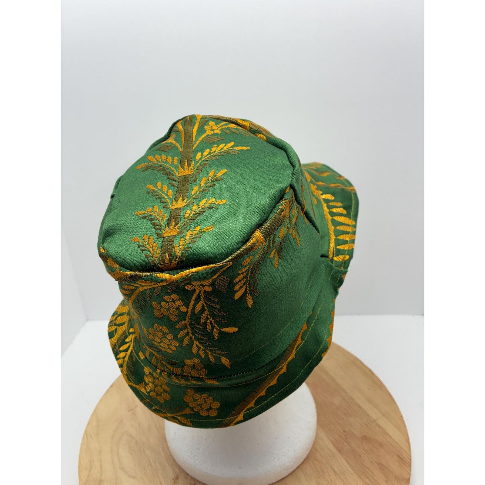 Other Upcycled Tapestry Bucket Hat – Forest Green & Gold Floral Size ONE SIZE - 7 Thumbnail