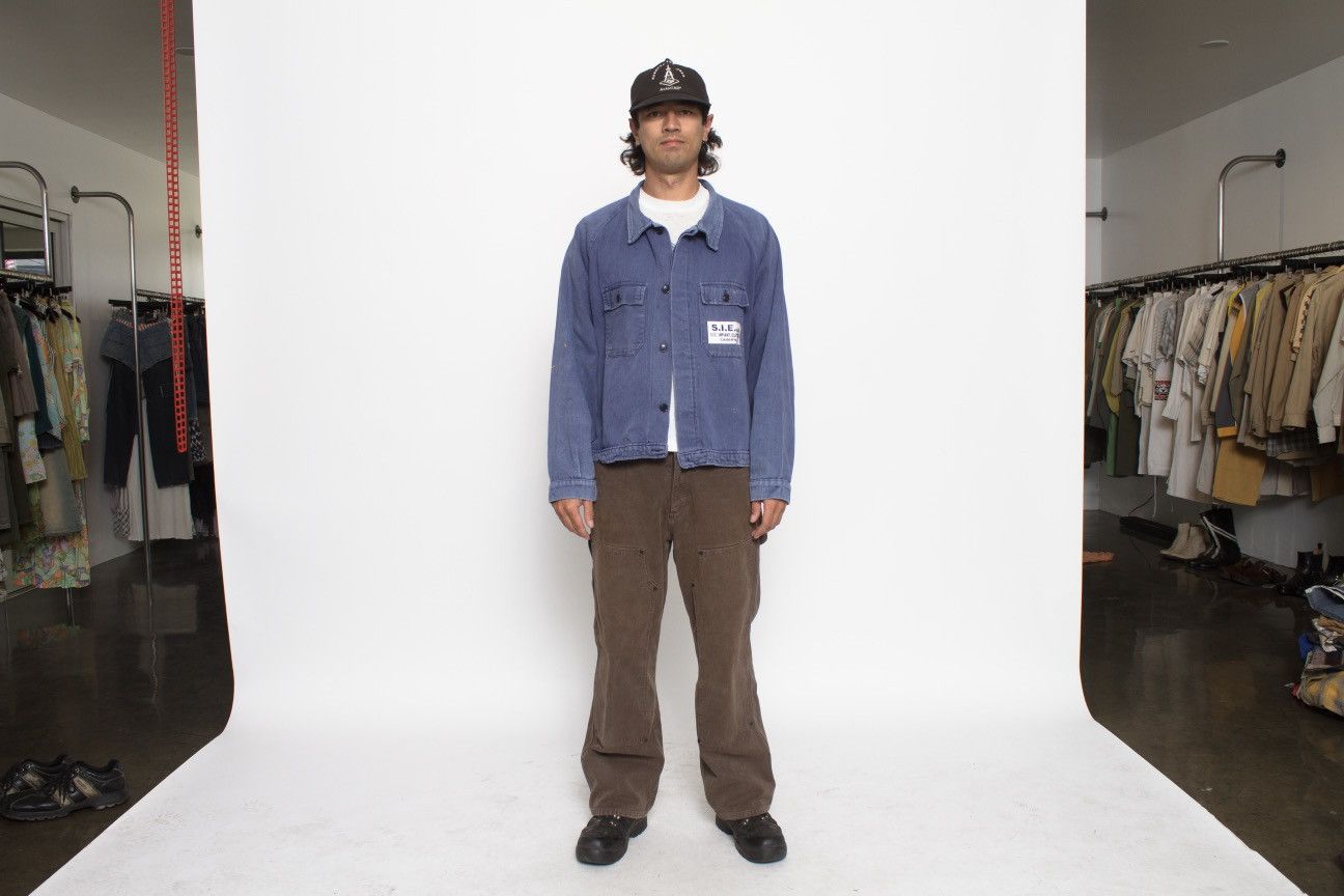 Vintage BLUE HEAVYWEIGHT COTTON ITALIAN WORKWEAR JACKET Size US L / EU 52-54 / 3 - 3 Thumbnail