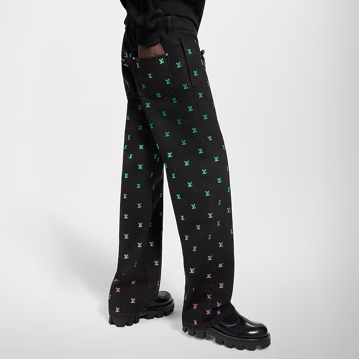 Louis Vuitton LV Blason Gradient Embroidered Denim Skate Trousers Size US 34 / EU 50 - 4 Thumbnail