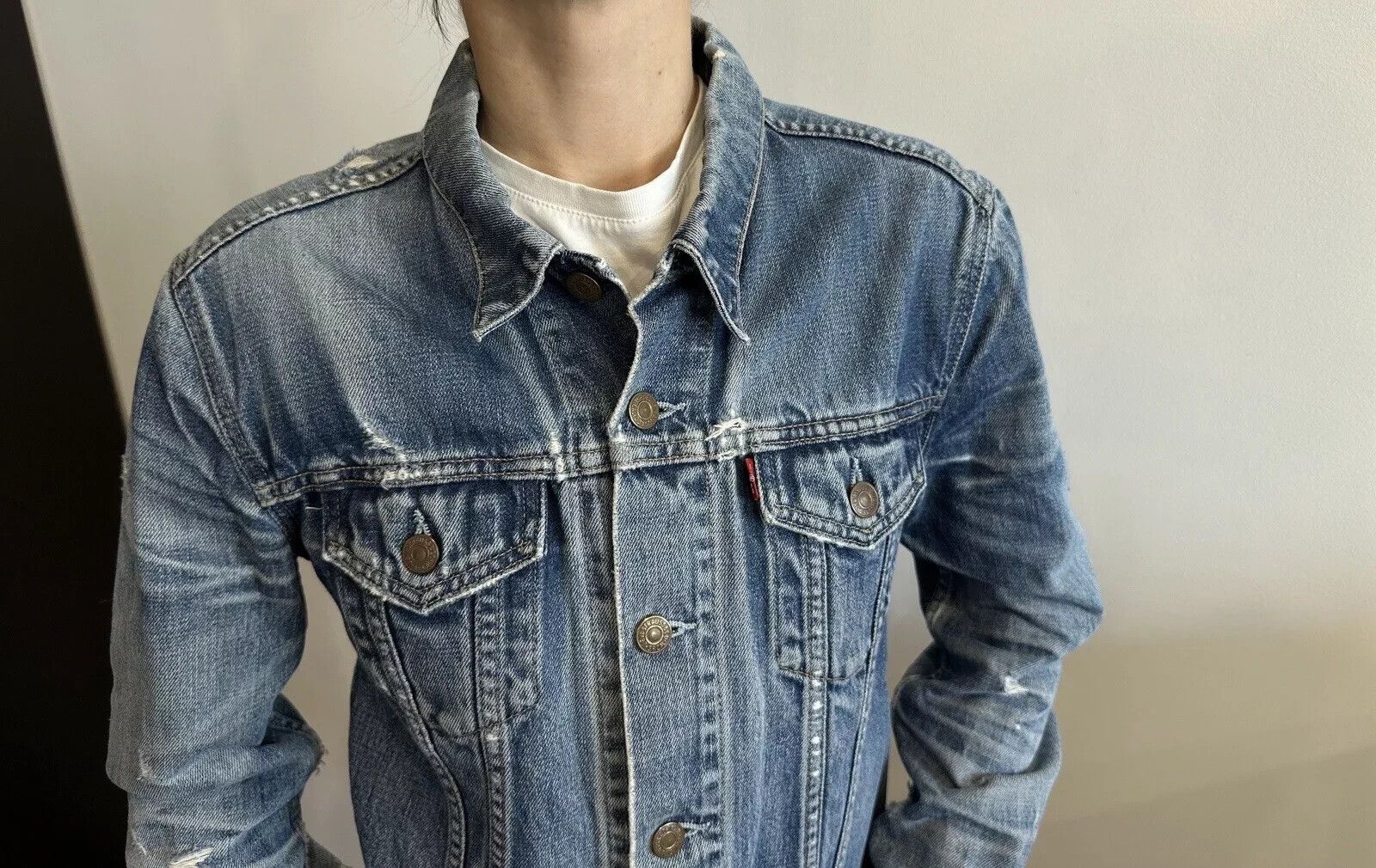 Levi's LEVIS VINTAGE JACKET COAT DENIM WOMENS Washing Distressed Size M / US 6-8 / IT 42-44 - 6 Thumbnail