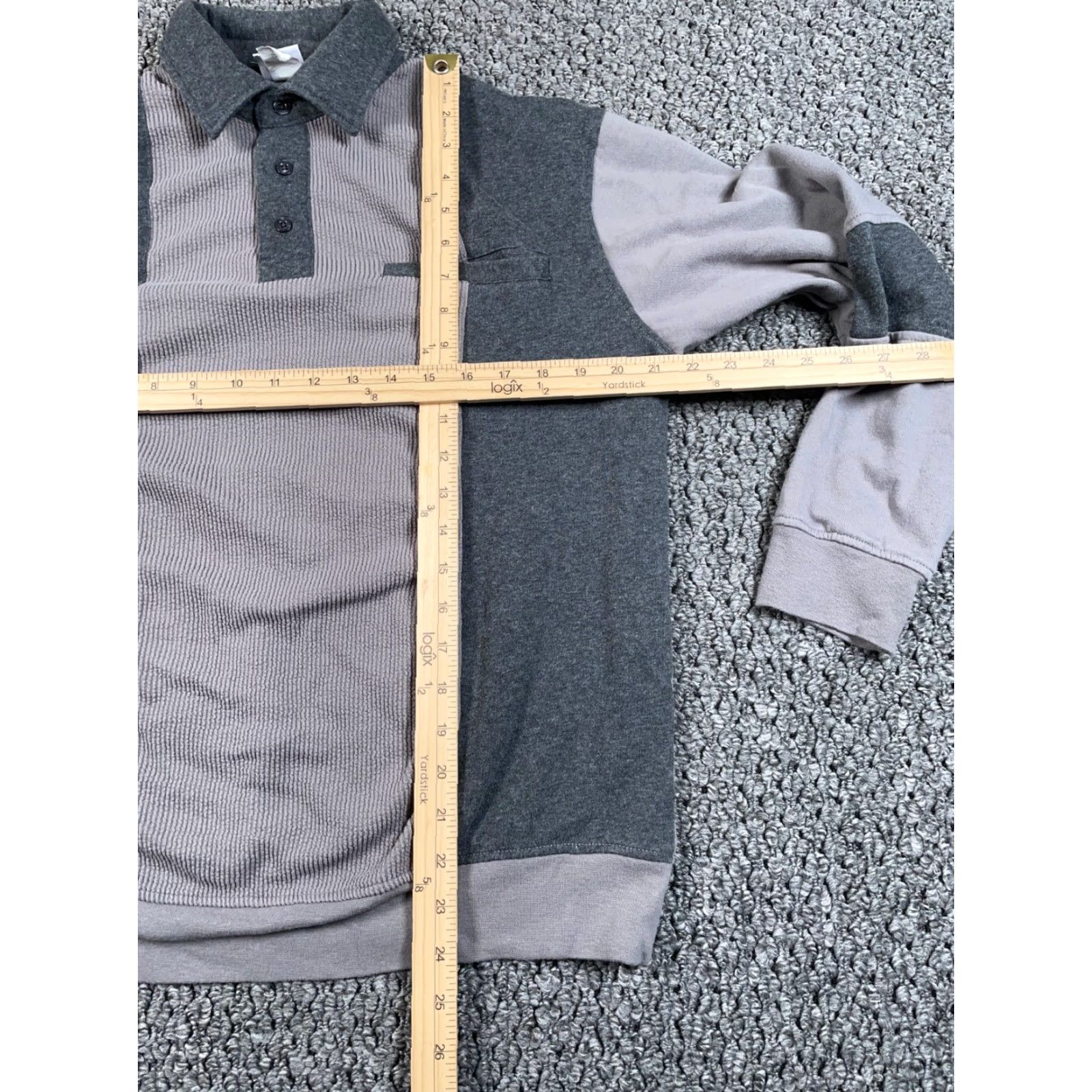 Haband VINTAGE Haband Striped Waffle Knit Collared Sweater Adult Medium Gray Black Retro Size US M / EU 48-50 / 2 - 5 Thumbnail