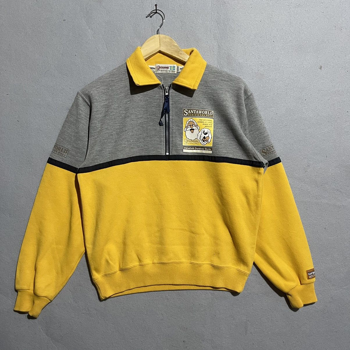 Vintage Vintage 90s Santaworld Sweden Rugby Sweatshirt Yellow/Grey Size US M / EU 48-50 / 2 - 1 Thumbnail