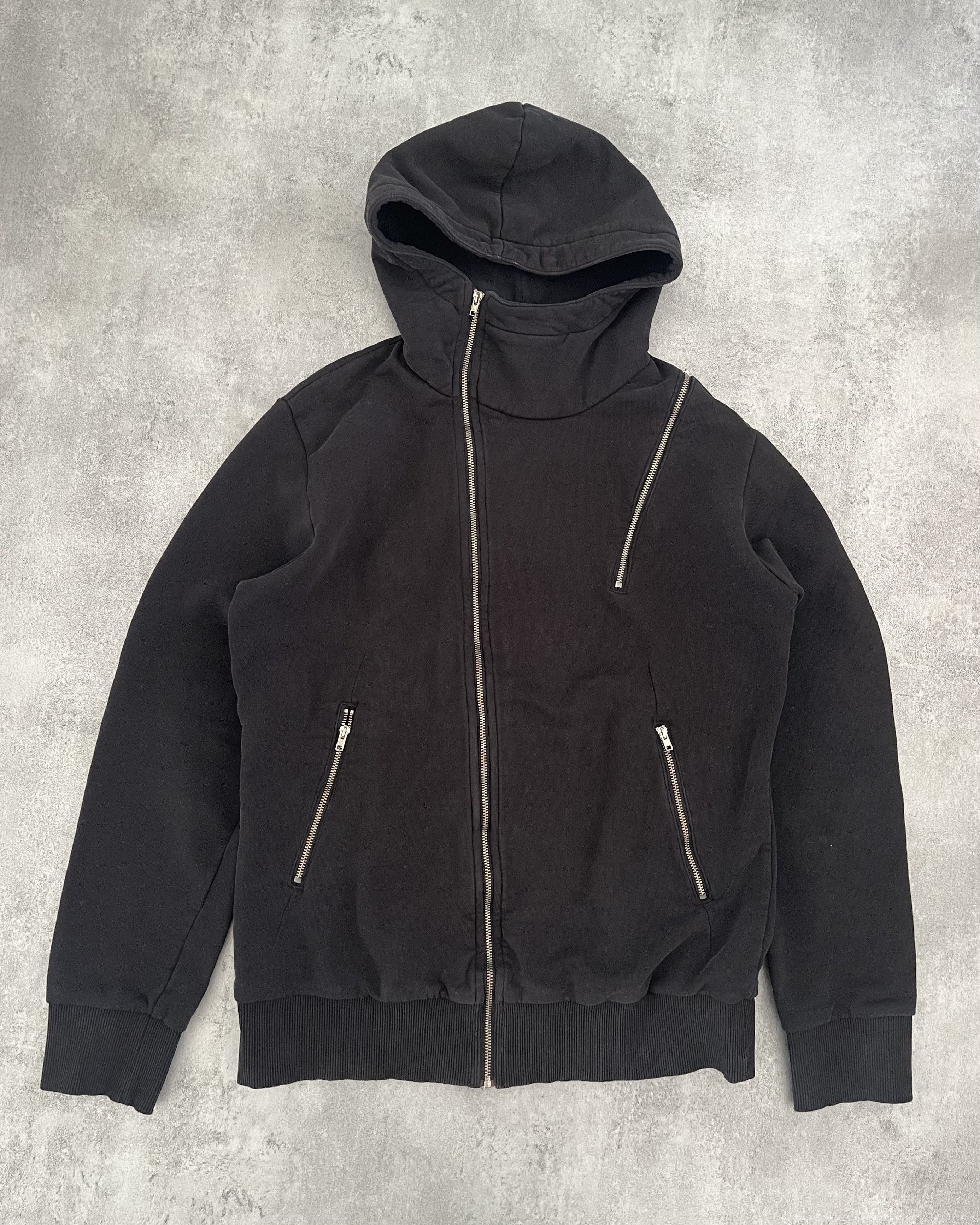 image of Archival Clothing x Daniele Alessandrini Underground Asymmetrical Zip Up in Black (Size Medium)