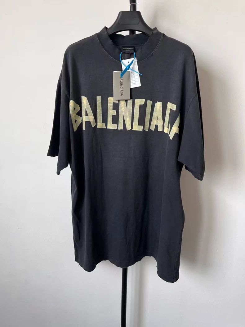 Balenciaga Balenciaga Tape Alphabet Logo Printed Jersey Knit Round Ne Size US S / EU 44-46 / 1 - 1 Thumbnail
