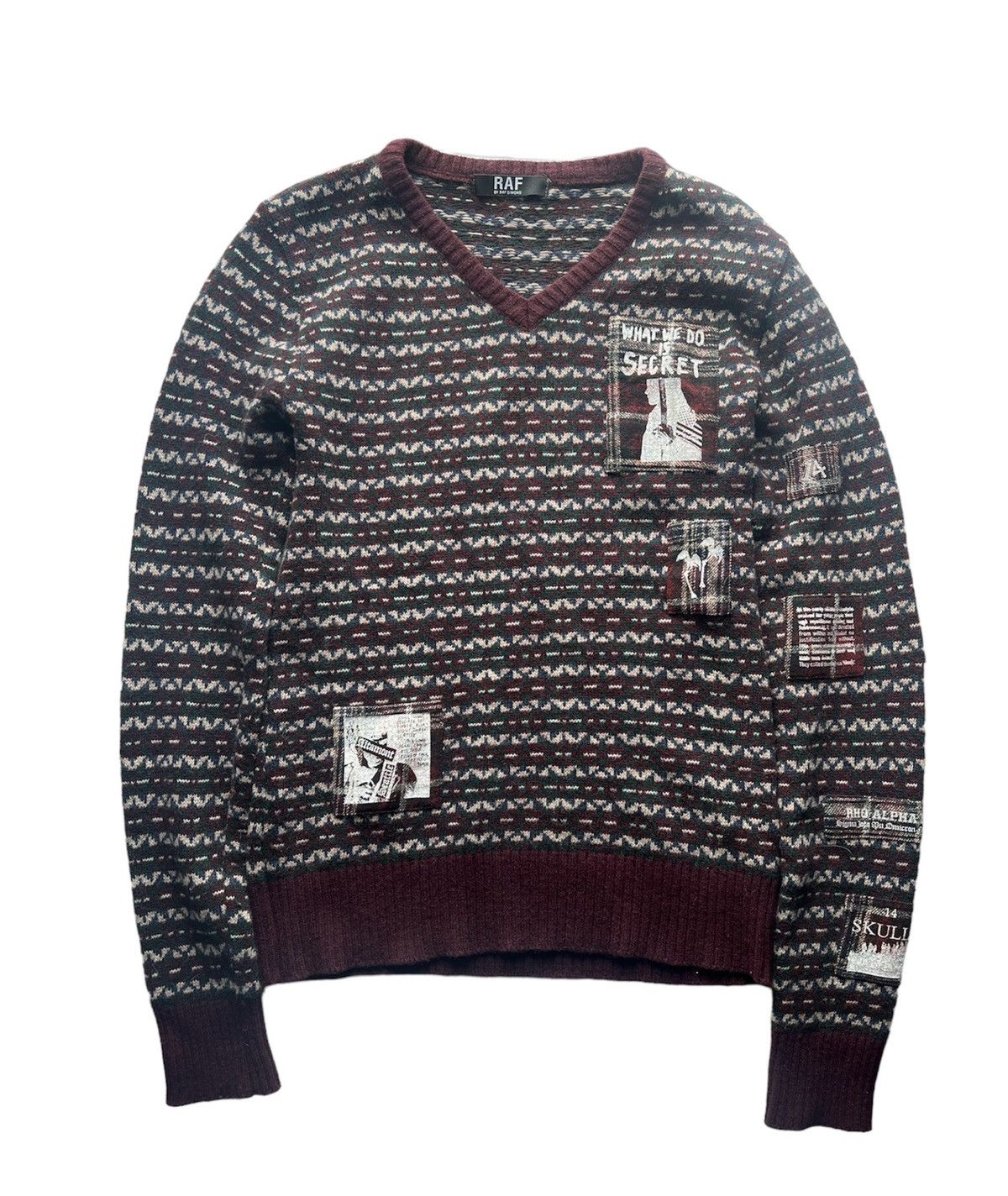 image of Raf Simons F/w06 What ”We Do Is Secret” Patches Knit Sweater, Men's (Size Medium)