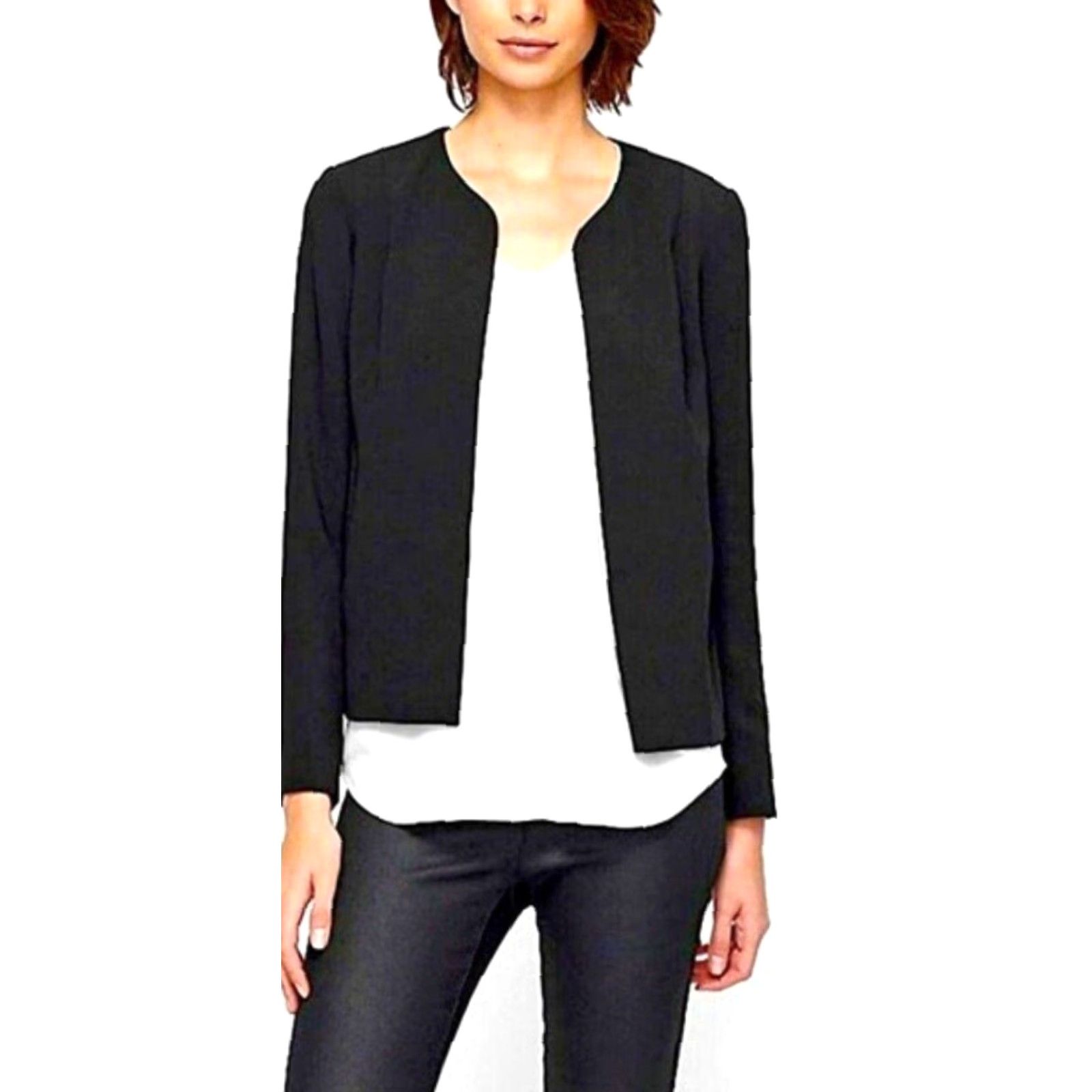 Eileen Fisher VINTAGE? Eileen Fisher Blazer Black Solid Open Front NEW Blazer Womens 2 Black Tuxedo Ready Size XS / US 0-2 / IT 36-38 - 2 Thumbnail
