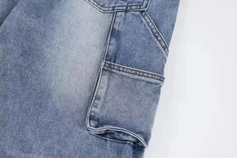 Japanese Brand Blue Baggy Stacked Ankle Zip Denim Jeans Size US 32 / EU 48 - 4 Thumbnail
