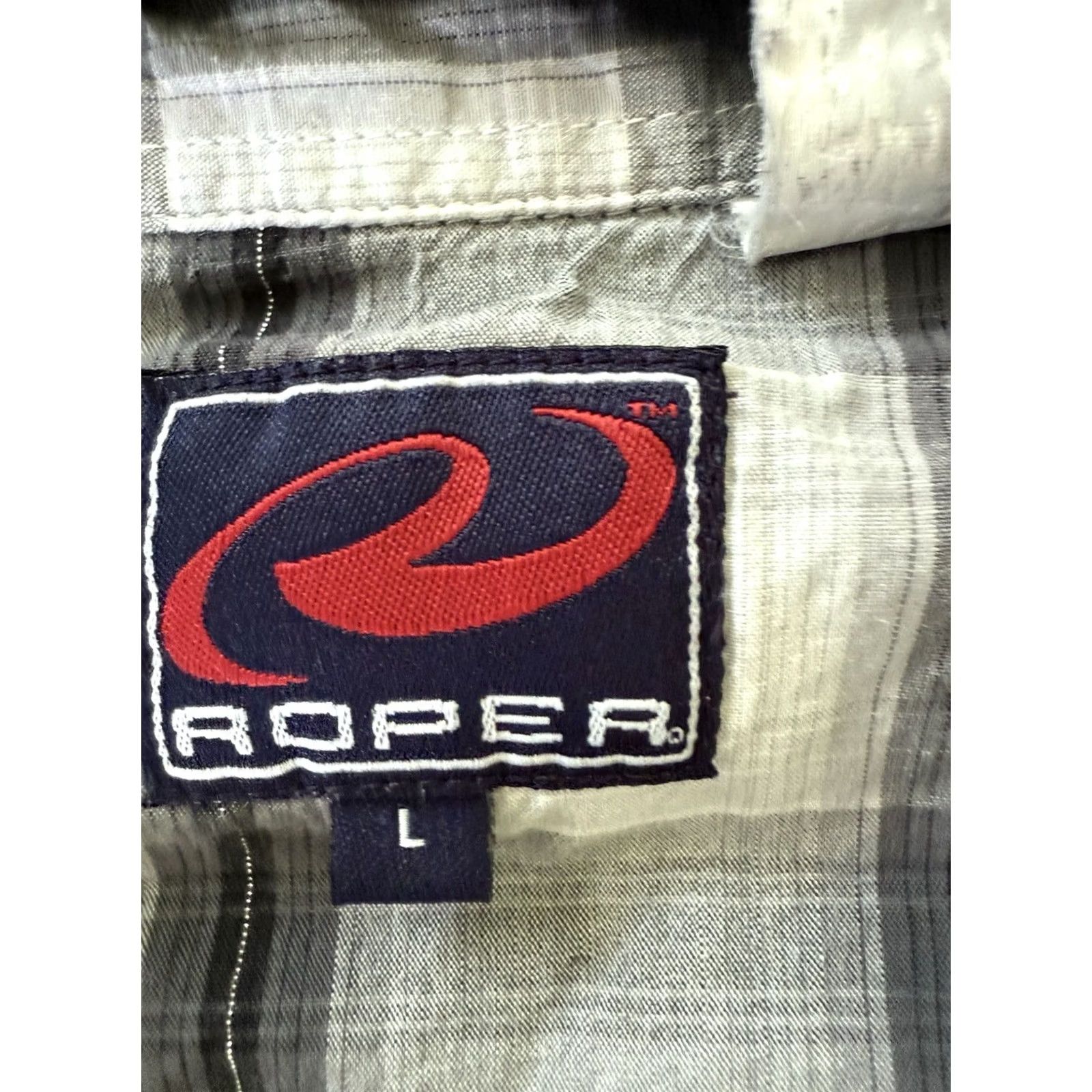 Roper Roper Mens Large Gray Plaid Button Down Shirt Western Wear Size US L / EU 52-54 / 3 - 3 Thumbnail