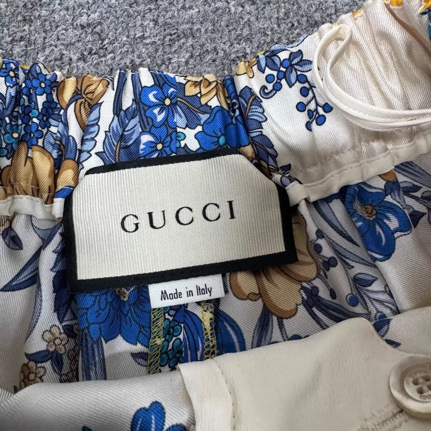 Gucci Gucci Yellow Blue Floral Print Silk Wide-Leg Shorts Size US 36 / EU 52 - 5 Thumbnail