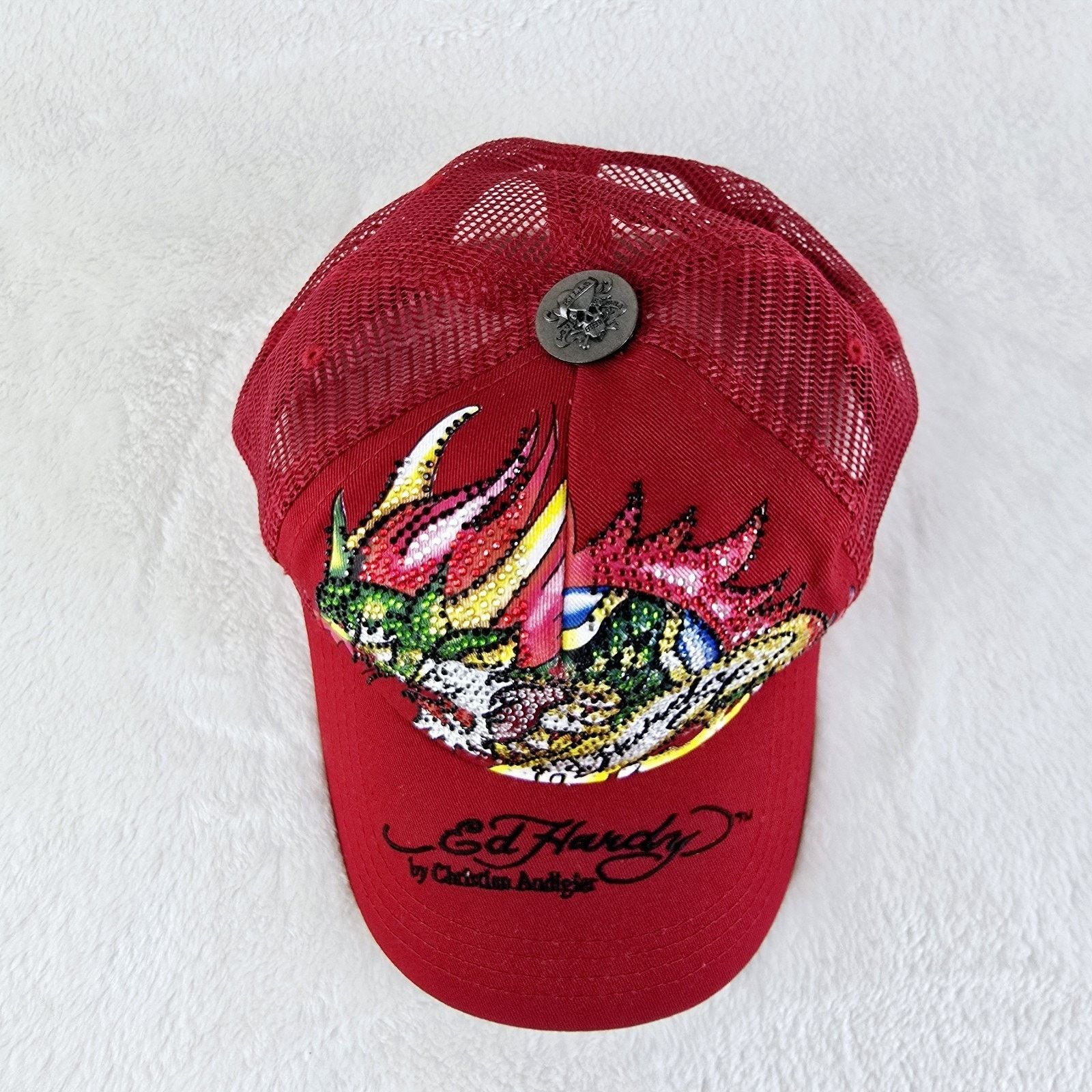 Ed Hardy Vintage Ed Hardy Dragon Bedazzled Snapback Trucker Hat Y2K Size ONE SIZE - 7 Thumbnail