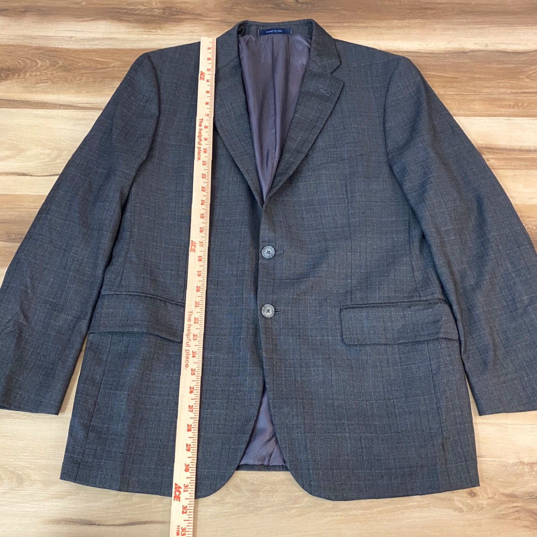 Joseph Abboud Joseph Abboud Blazer Mens 42R Gray Plaid 2 Button Single-Breasted Wool Jacket USA Size 42R - 7 Thumbnail
