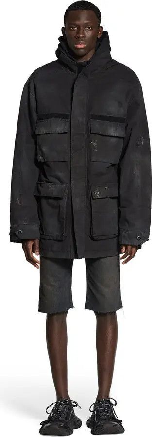 Balenciaga o1w1db10825 Double Front Military Parka in Black | Grailed