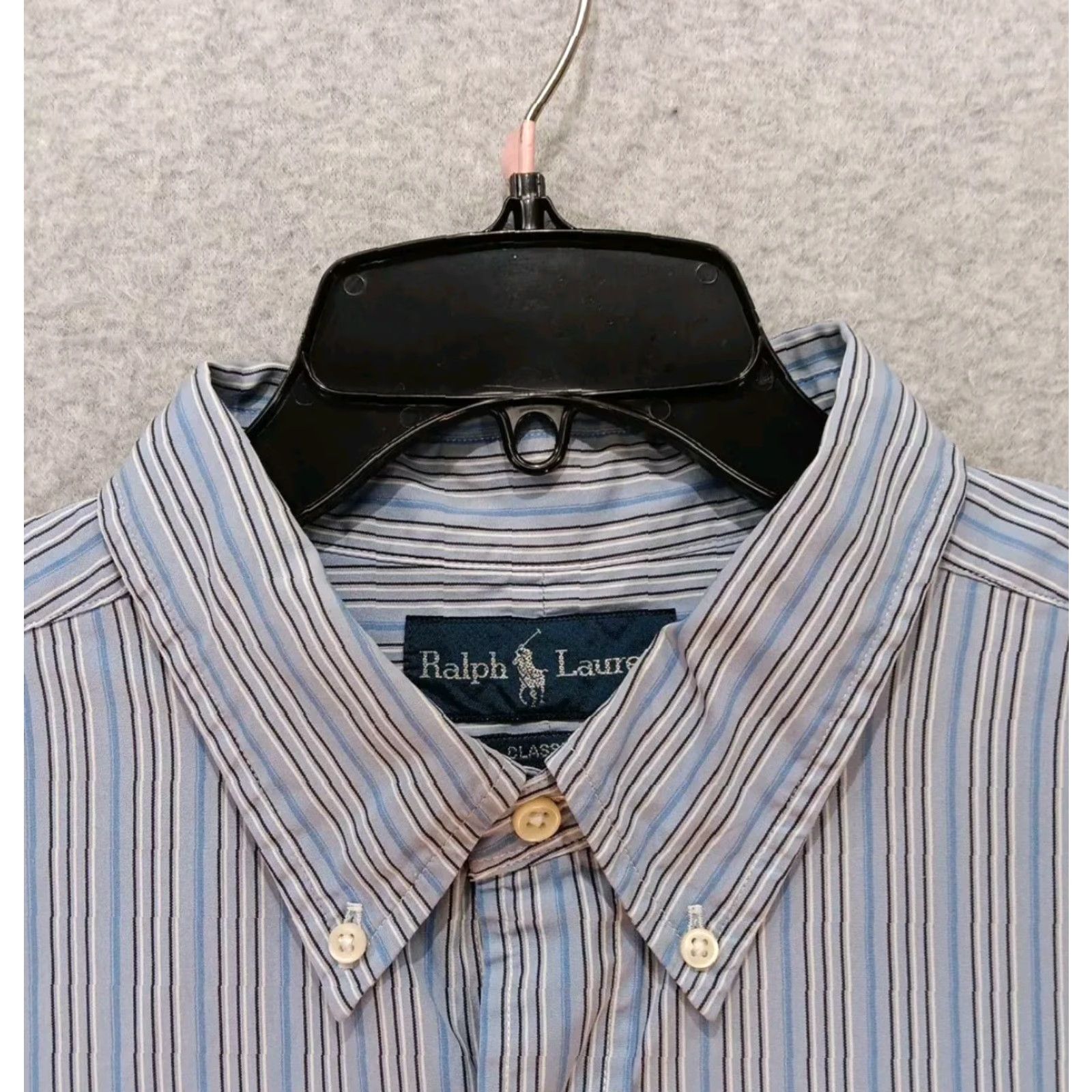 Ralph Lauren Ralph Lauren Button Down Shirt Mens 2XL Blue Stripe Dress Shirt Blue Pony Logo Size 48R - 6 Thumbnail