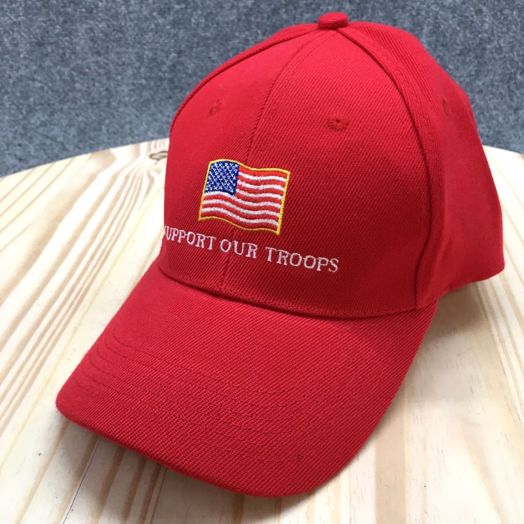Logo 7 Support Our Troops Baseball Hat Mens Red One Size Curved Brim Embroidered Logo Size ONE SIZE - 2 Thumbnail