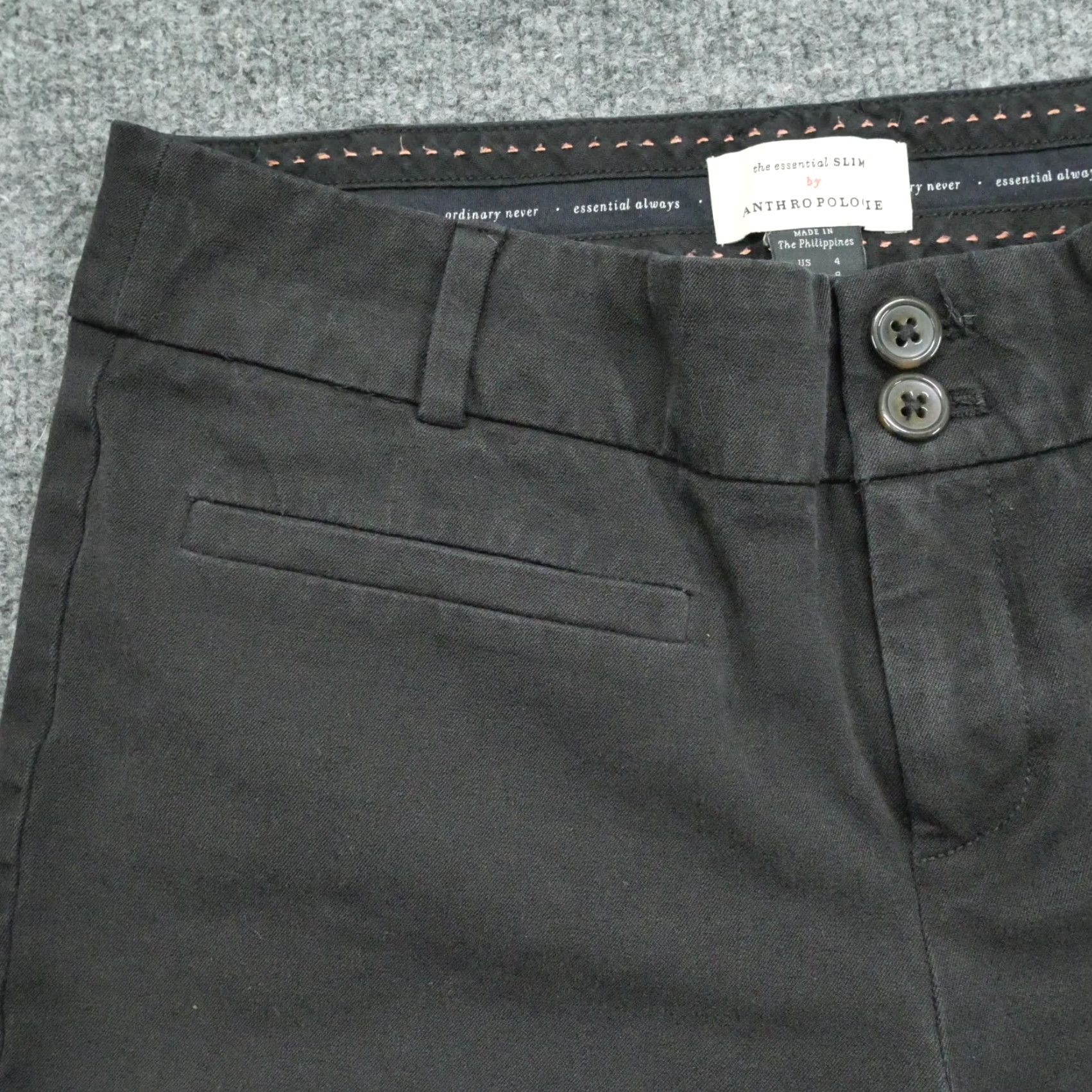 Anthropologie Anthropologie Pants Womens 4 Black Essential Slim Cropped Chino 29x24 Size 29" - 2 Thumbnail