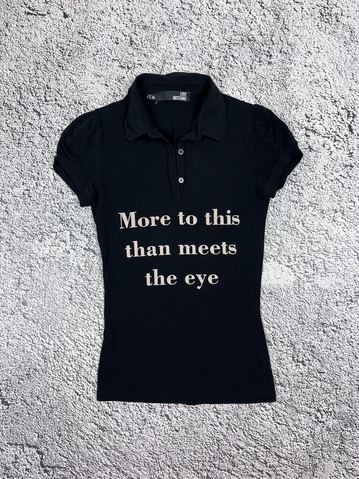 Love Moschino Graphic Quote Polo Shirt Y2K