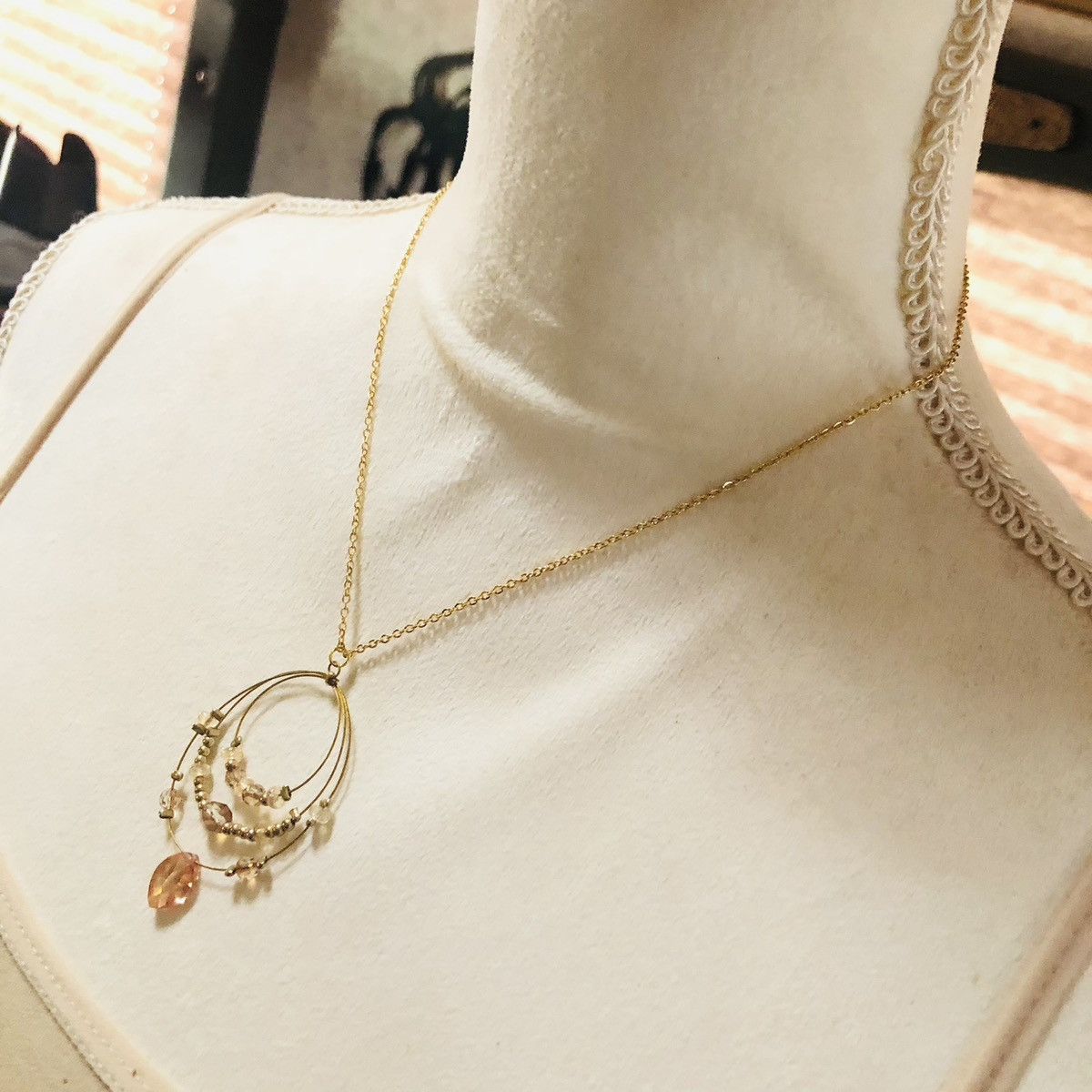 Handmade Handcrafted elegant layered wired citrine crystal necklace Size ONE SIZE - 3 Thumbnail