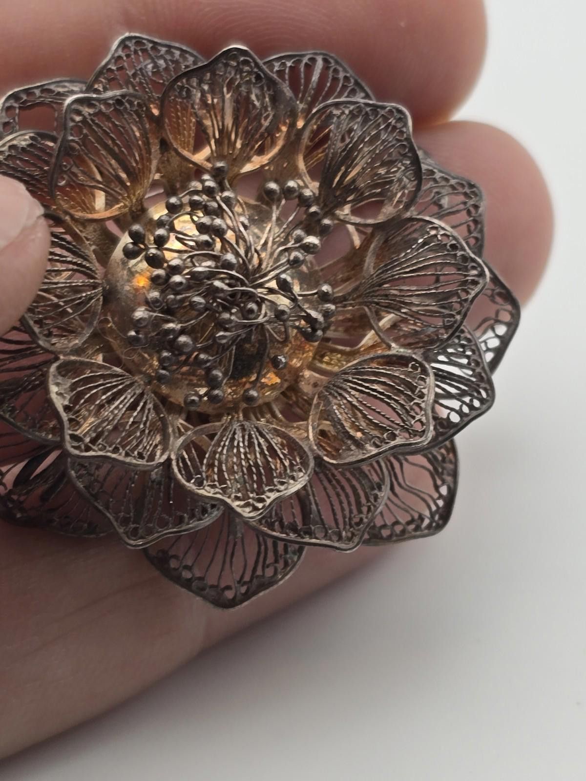 Other Antique Silver Filigree Butterfly & Layered Flower Brooch Size ONE SIZE - 7 Thumbnail