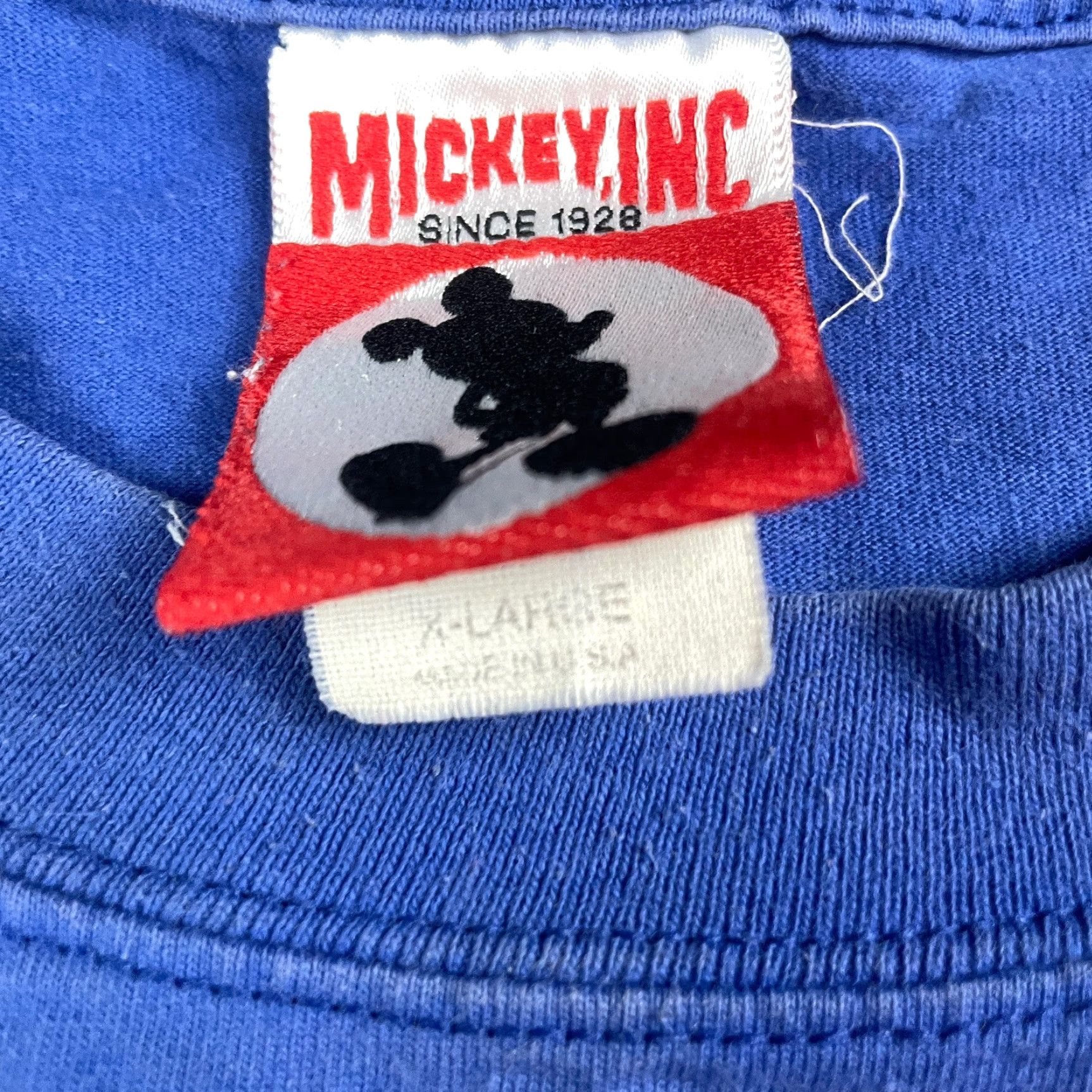 Disney VINTAGE Mickey Inc TShirt Adult XL Blue 1990s Disney World Distressed Shirt Regular Cotton Logo 90s Mens Size US XL / EU 56 / 4 - 7 Thumbnail
