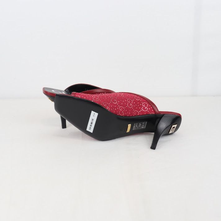 Gucci o1rshd1 Leather and Canvas Mules in Burgundy Size US 8 / IT 38 - 10 Thumbnail