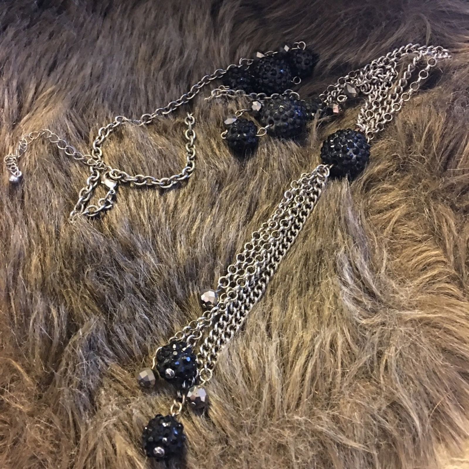 Jewelry Black disco ball bead accented fringe necklace Size ONE SIZE - 7 Thumbnail