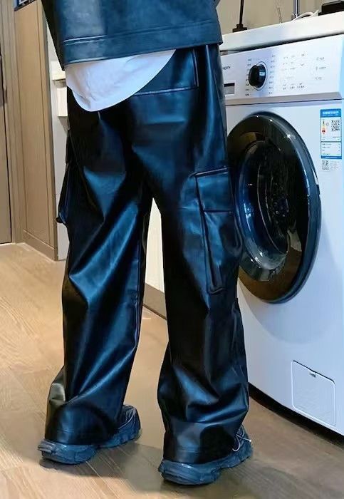 Japanese Brand × Vintage PU leather Cargo Pant Size US 30 / EU 46 - 4 Thumbnail