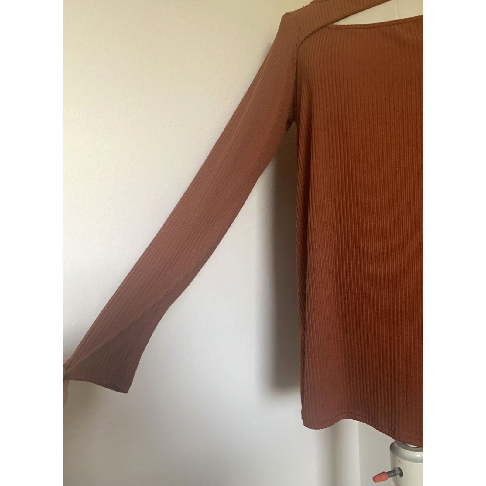 Rusty BiBi Blouse Shirt Womens S Brown 18" Pit to Pit 28" Length Long Sleeve Rust Pullover Stretch Casual Vintage No NWT Size S / US 4 / IT 40 - 2 Thumbnail