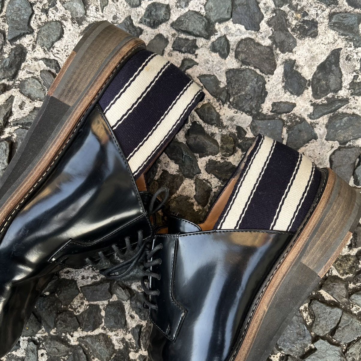 Dries Van Noten Dries Van Noten Striped Heel Panel Derby Shoes Size US 8 / EU 41 - 10 Thumbnail