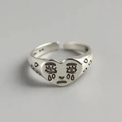 Jewelry x Movie Crying Heart Ring in Silver, Men's