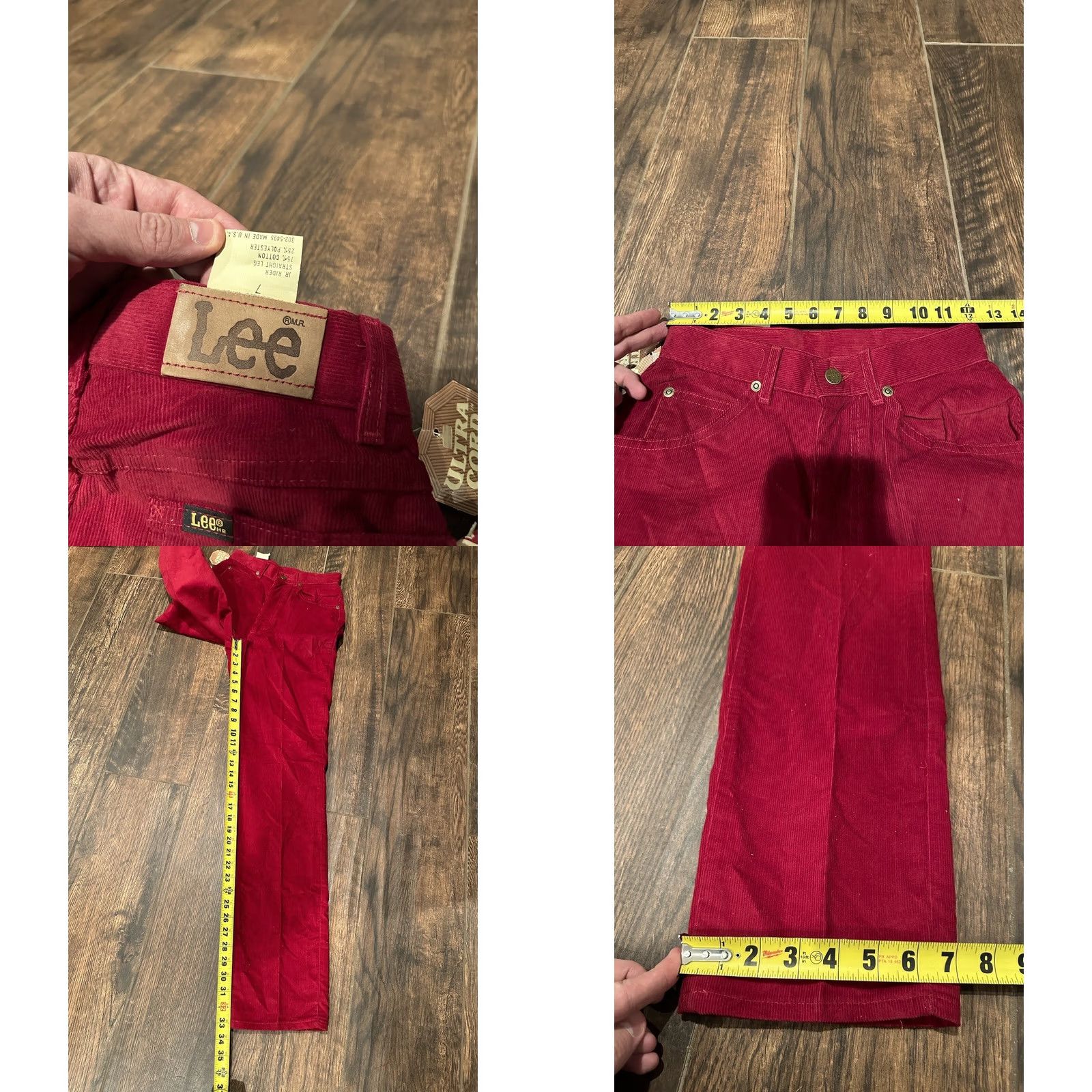 Lee VINTAGE LEE Riders High-Waist Corduroy Pants Teens 24x33 Red UNION Talon Size 42" / US 20 - 9 Thumbnail