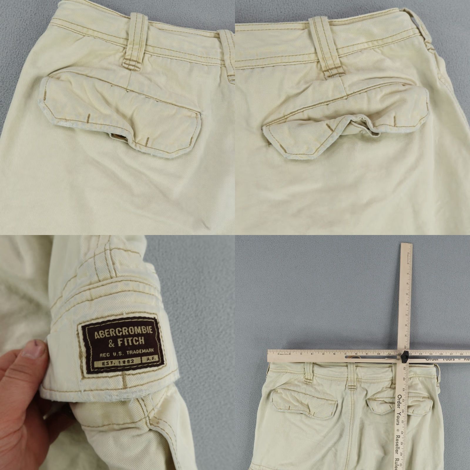 Abercrombie & Fitch VINTAGE Abercrombie & Fitch Cargo Shorts Men 32 Beige Cotton Canvas 90s Casual Size US 32 / EU 48 - 8 Thumbnail