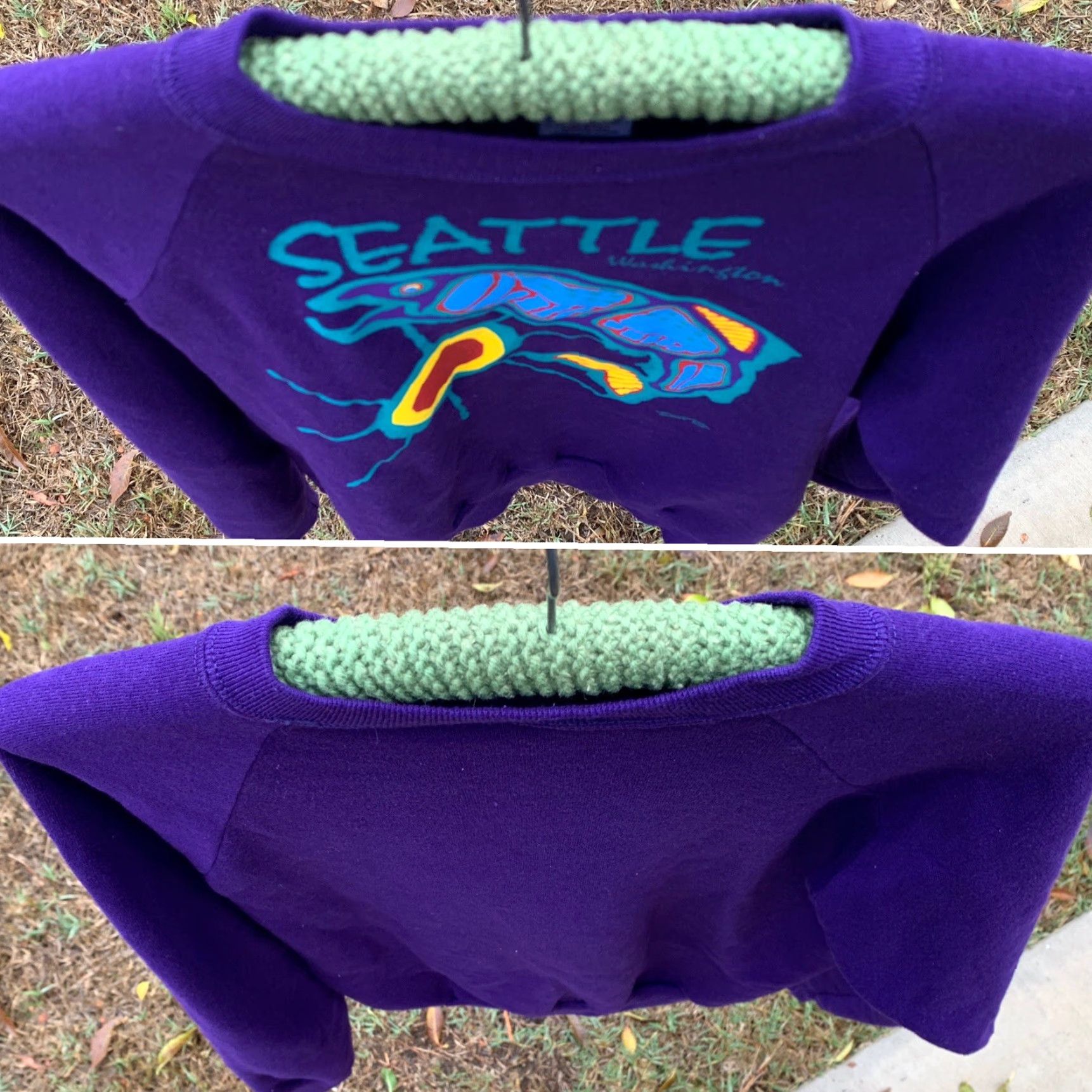 Jerzees VINTAGE Seattle Washington Sweatshirt Seattle Shirt Co USA L Purple Graphic Jerzees 50/50 Cotton Blend Sweatshirt Mens Womens - 1980s Size L / US 10 / IT 46 - 7 Thumbnail