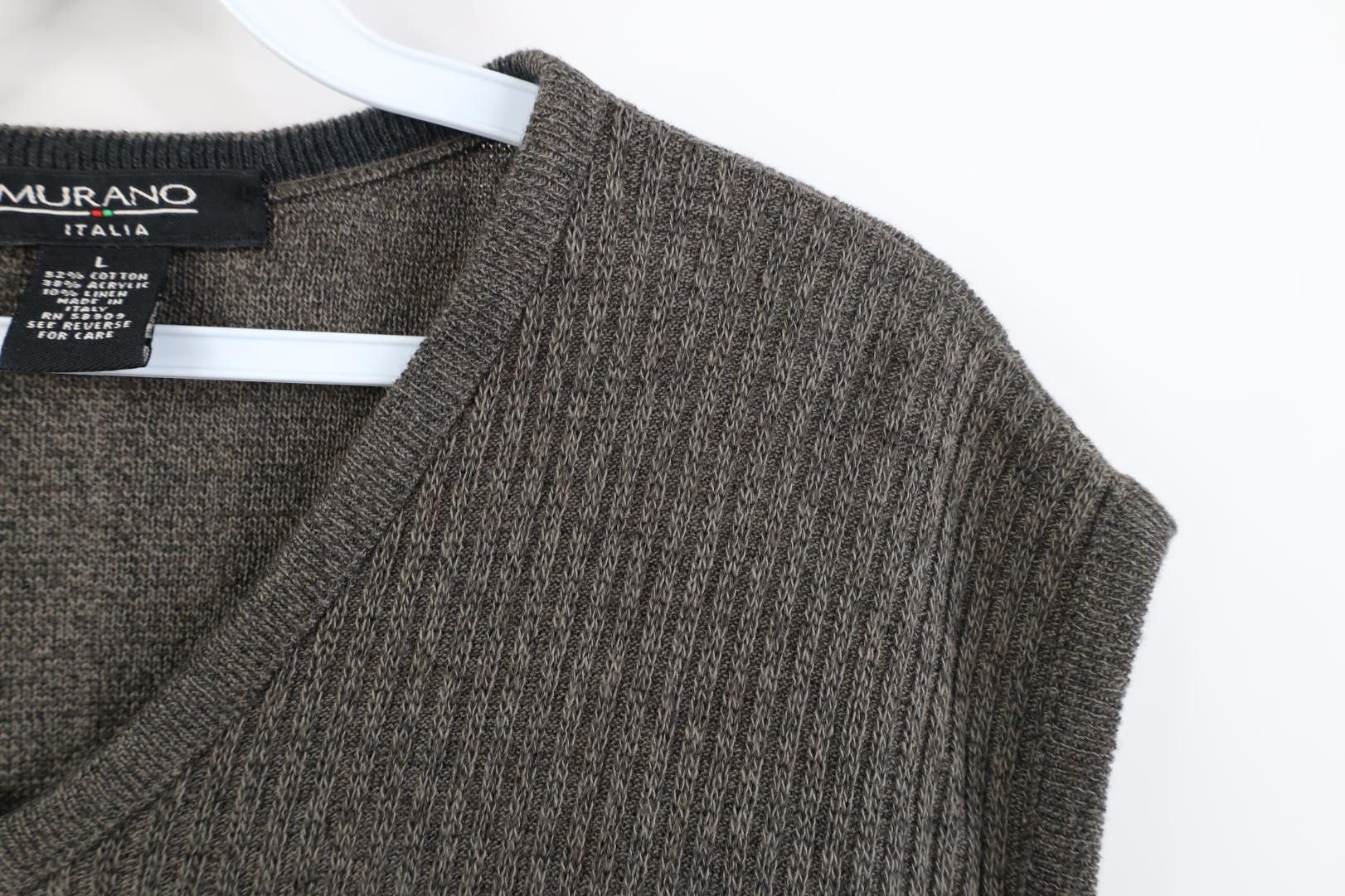Vintage Vintage 90s Streetwear Linen Blend Ribbed Knit Sweater Vest Size US L / EU 52-54 / 3 - 5 Thumbnail