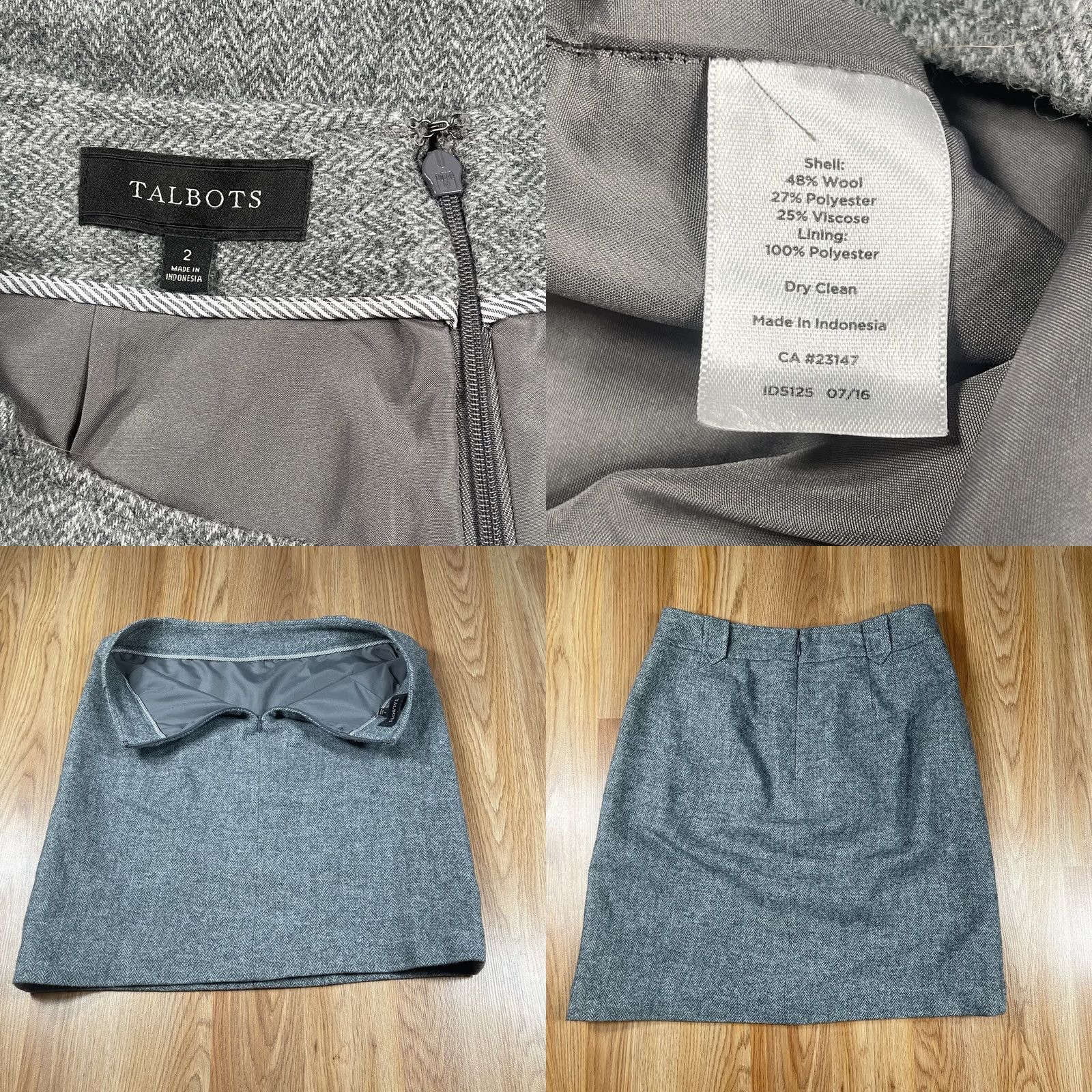 Talbots Talbots Womens Size 2 Solid Gray Wool Blend Knee Length Lined Pencil -Vintage Condition Size 26" / US 2 / IT 38 - 8 Thumbnail