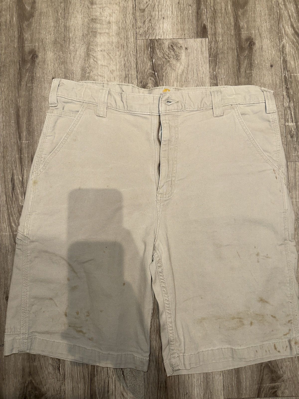 Carhartt Early 00s Tan Brown Baggy Carhartt Carpenter Work Shorts Size US 35 - 1 Thumbnail
