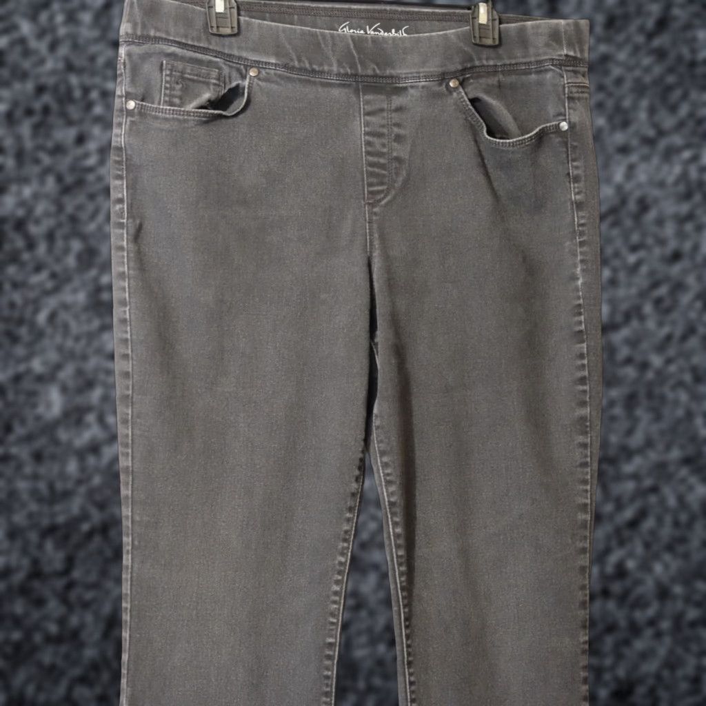 Gloria Vanderbilt VINTAGE Gloria Vanderbilt Jeans Pull On Charcoal Womens 16 Slim Straight 5-Pocket Denim Jeans All Around Slimming Effect Size 38" / US 16 / IT 52 - 1 Thumbnail