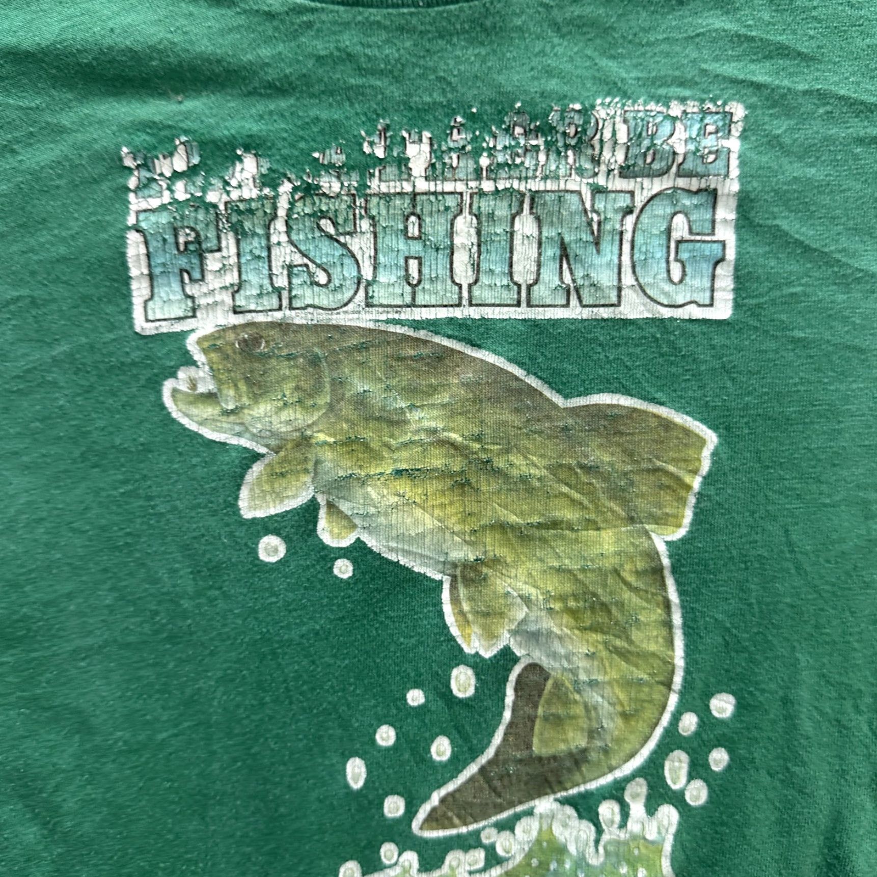 Vintage VINTAGE Fishing Shirt Mens Large Green Montana Graphic Tee Outdoors 90s Faded Rare SS Size US L / EU 52-54 / 3 - 6 Thumbnail