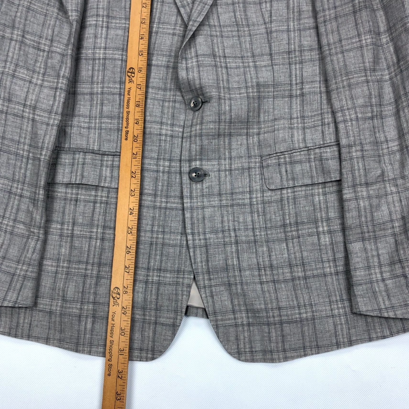 Calvin Klein Calvin Klein Blazer Suit Jacket Sport Coat Gray Plaid 40R Linen Mens Jacket Blazer 2 Button Notch Lapel Size 40R - 4 Thumbnail