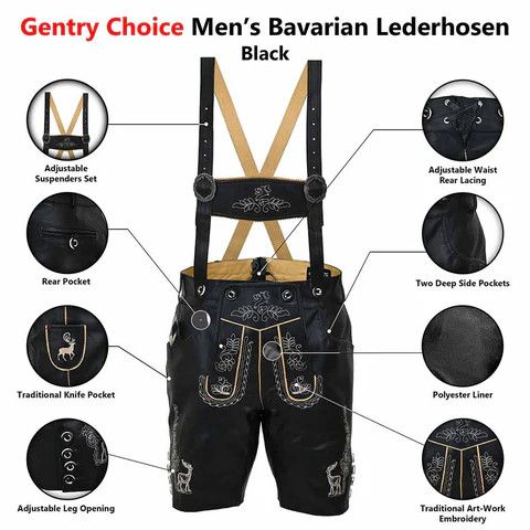 Other mens Leather Lederhosen Albert Black Size US 34 / EU 50 - 6 Thumbnail