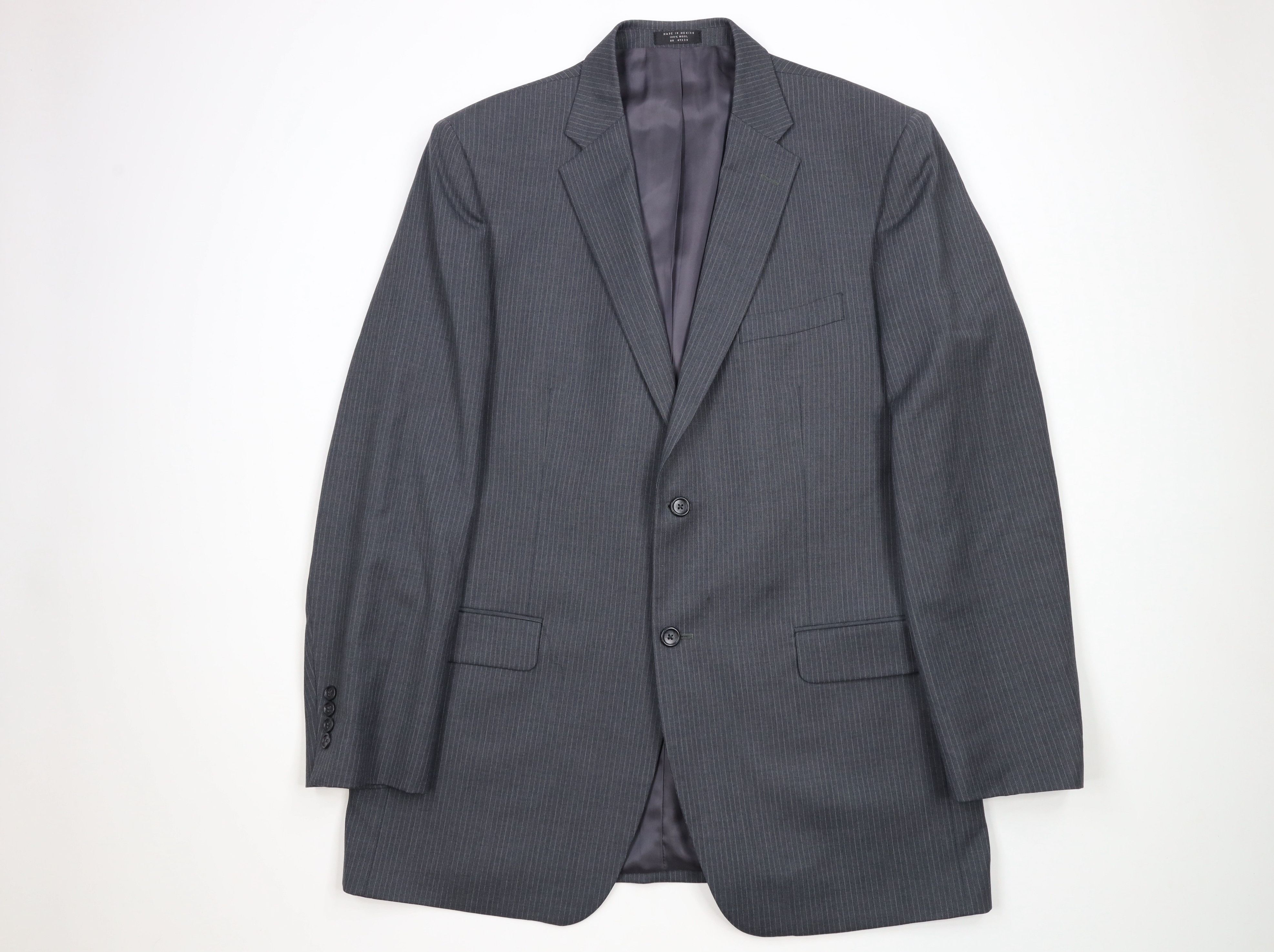 Vintage Vintage 90s Streetwear Wool Pinstriped 3 Piece Suit Size 44L - 2 Thumbnail