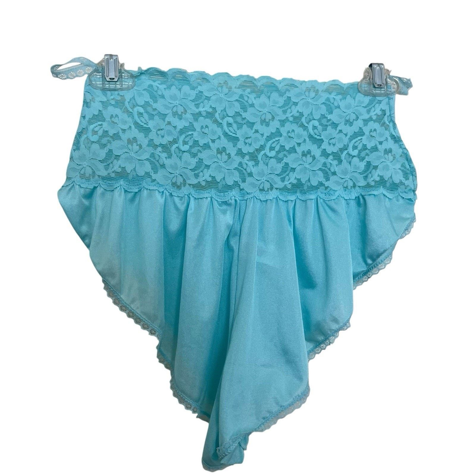 Vintage Alana Gale | Vintage Aqua Blue French Cut Panties Bralette Size ONE SIZE - 9 Thumbnail