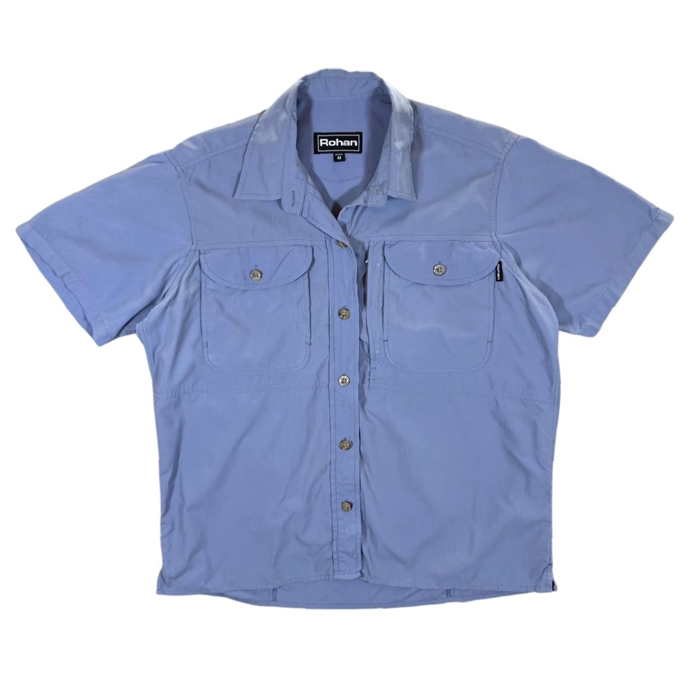 Vintage ROHAN "On Route" Blue Polyamide Short Sleeve Utility Shirt Women's Medium Size M / US 6-8 / IT 42-44 - 2 Thumbnail