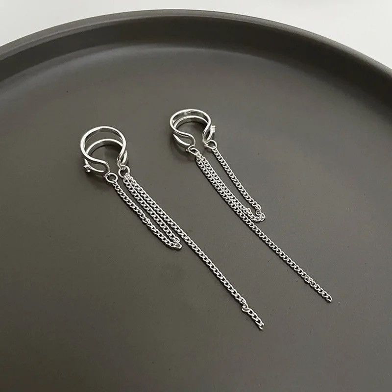 Vintage Double-layered Chain Tassel Ear Clip (1pairs） Size ONE SIZE - 5 Thumbnail